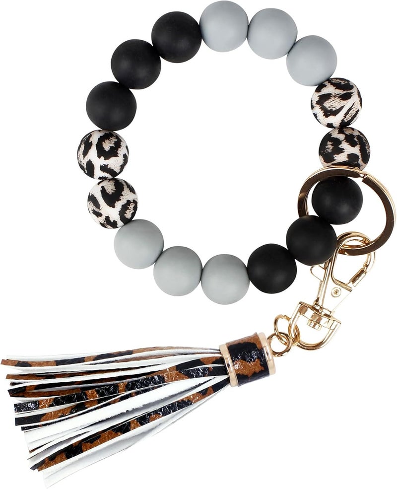 BIHRTC Key Ring Bracelet Car Keychain Holder Wristlet Silicone Women Beaded Bangle Chains - Image 1