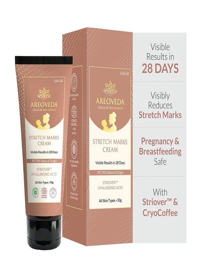 AreoVeda Stretch Marks Removal Cream (50g) | Targets Stubborn Old & New Stretch Marks | Powered With Striover & CryoCoffee | Non-Sticky, Fast Absorbing | Pregnancy & Breastfeeding Safe - Image 1