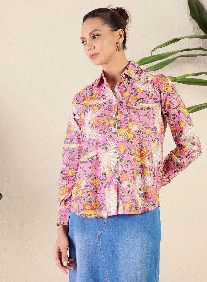 أبتاوني بلوزة بطبعة زهور مع أكمام طويلة