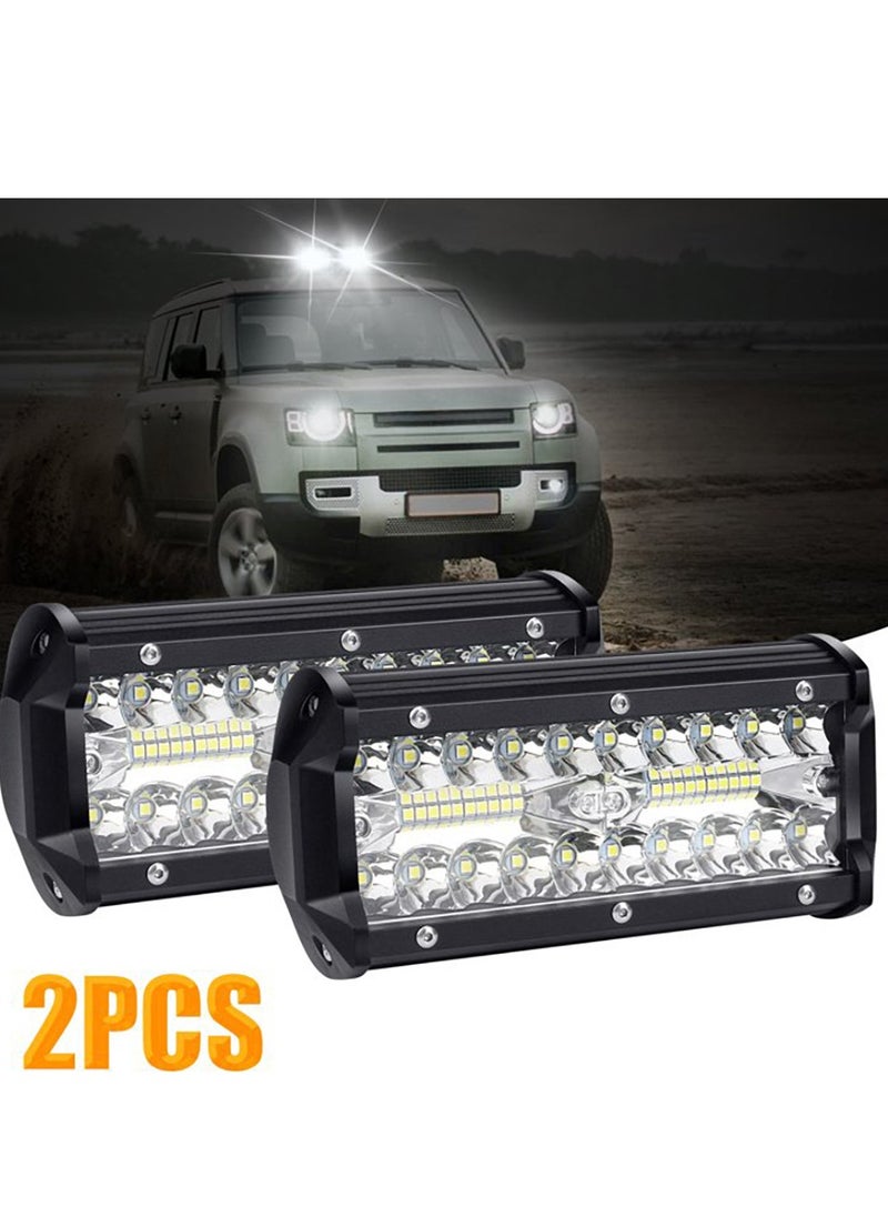 ستارويل 2PCS كشافات LED بحجم 7 إنش و120 واط، لون مزدوج كهرماني/أبيض 6000K، 6 أوضاع (وميض/ضباب/طرق وعرة/تنبيه)، وظيفة الذاكرة، مضادة للماء، مع مجموعة الأسلاك للشاحنات، الجيب، والدراجات النارية  - Image 1