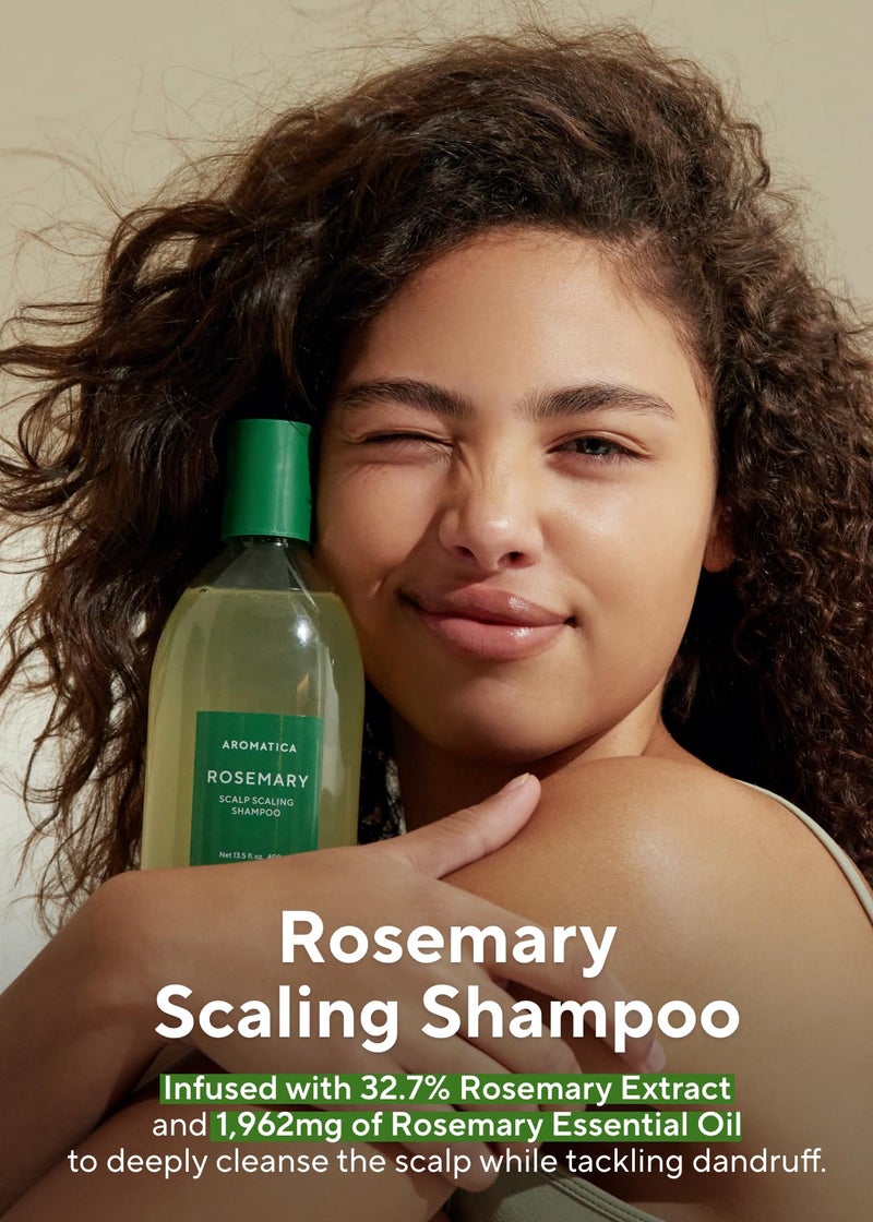 AROMATICA Rosemary Scalp Scaling Shampoo - Korean Hair Care with Thinning Hair Loss Natural Rosemary Essential Oil for Women - Vegan Hair Growth - Free from Sulfate, Silicone, and Paraben (13.53 oz) - Image 2
