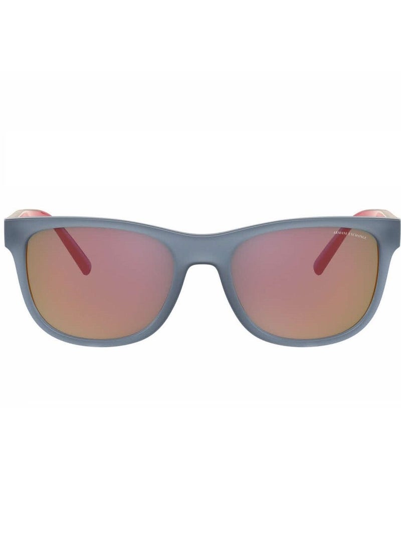 ارماني اكسشينج نظارات شمسية مستطيلة من أرماني إكستشينج، لون أزرق غير لامع مع عدسات عاكسة حمراء، AX4103SF 83276Q، مقاس العدسة: 56 مم - Image 2