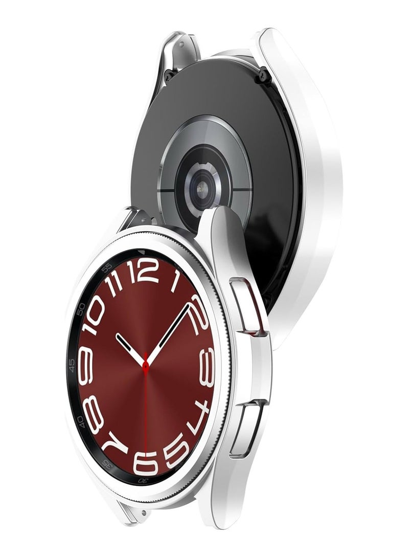 حافظة سيليكون ناعمة لساعة سامسونج جالاكسي 6 الكلاسيكية 43 ملم غطاء نصف مجوف مقاوم للصدمات (فضي) - Image 2