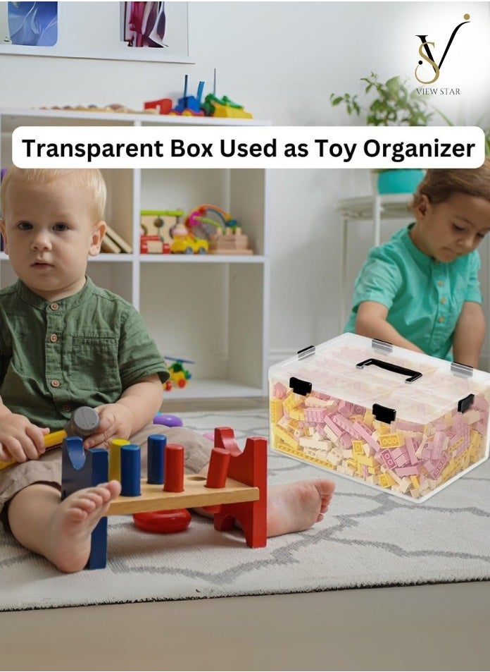VIEW STAR Viewstar Storage Box Double Layer Medicine Box Multipurpose 11 Small Organizing Compartments 1 Big Organizing Compartment Storage Organizer, First Aid Medical Box, Family Emergency Medical Travel Kit, Large Medicine Box Organizer for Home & Traveling, Storage Organizer for Medicine, Toy Organizer  - Image 2