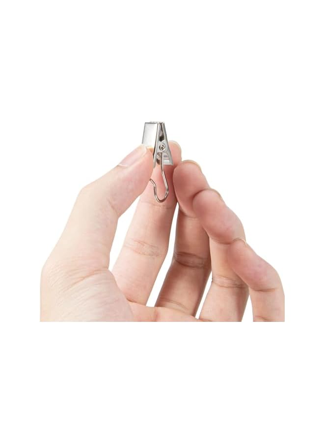 The Bros 50 PCS Curtain Clips Heavy-Duty Hook Clip Set, Stainless Steel Clips with Hook for Home Decoration, Photos, Art Craft Display (Silver) - Image 3