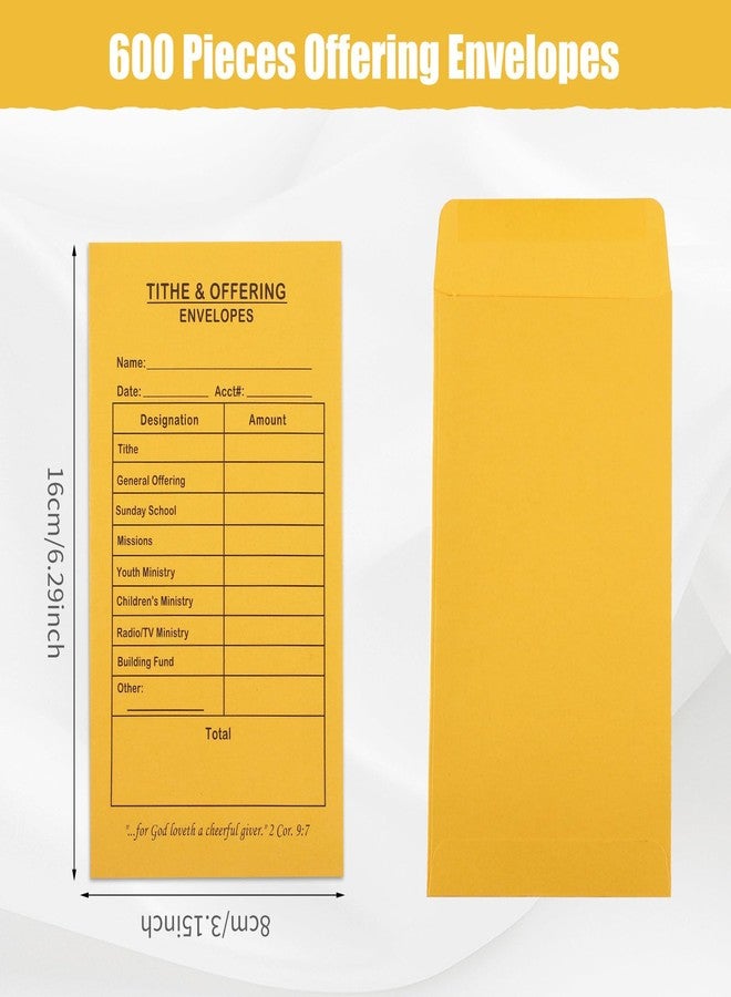ABURRORI 600 Pcs Church Offering Tithe Donation Envelopes 6.5 x 3.5 Inch Golden Paper Tithes and Offering Envelopes for Church Tithing Checks and Cash Envelopes for Offering(600, Tithes And Offering) - Image 2