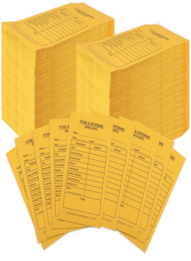 ABURRORI 600 Pcs Church Offering Tithe Donation Envelopes 6.5 x 3.5 Inch Golden Paper Tithes and Offering Envelopes for Church Tithing Checks and Cash Envelopes for Offering(600, Tithes And Offering) - Image 1