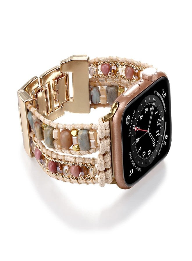 Wingoden Boho Bracelet Compatible with Apple Watch Band Beaded 41mm/38mm/40mm Natural Stone iWatch Band Multilayer Wrap Apple Watch Strap Ultra Series 8/7/6/5/4/3/2/1/SE, Natural Stone - Image 1