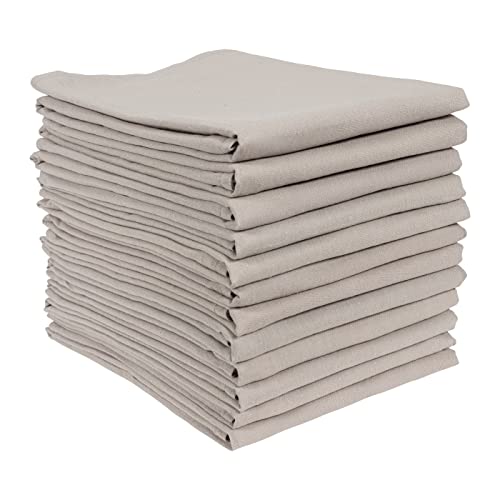KAF Home Set of 12 Flat Flour Sack EmbroideryCraft Gray Kitchen Towels 100Percent Cotton Lightweight Thin Absorbent Extra Soft 20 x 30Inches Gray