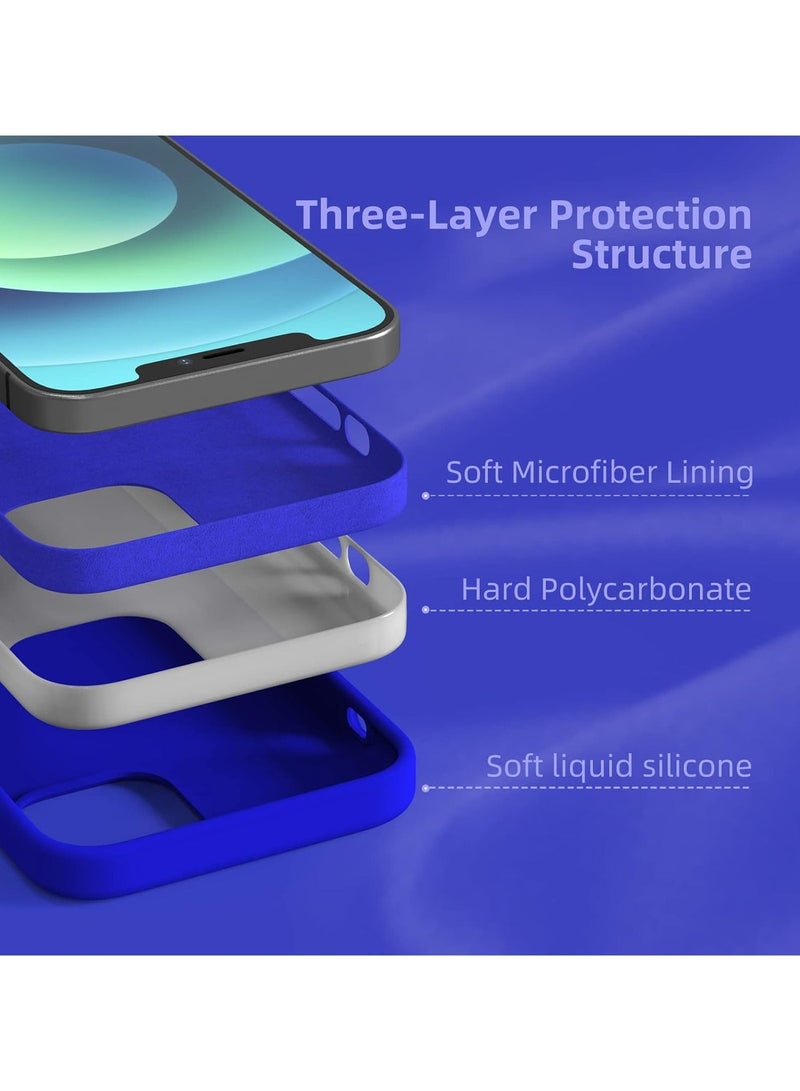 جراب هاتف نحيف من السيليكون السائل 4 طبقات من المطاط الناعم المقاوم للصدمات ومتوافق مع هاتف iPhone 11 مقاس 6.1 بوصة مع بطانة من الألياف الدقيقة المضادة للخدش (أزرق بيبسي) - Image 4