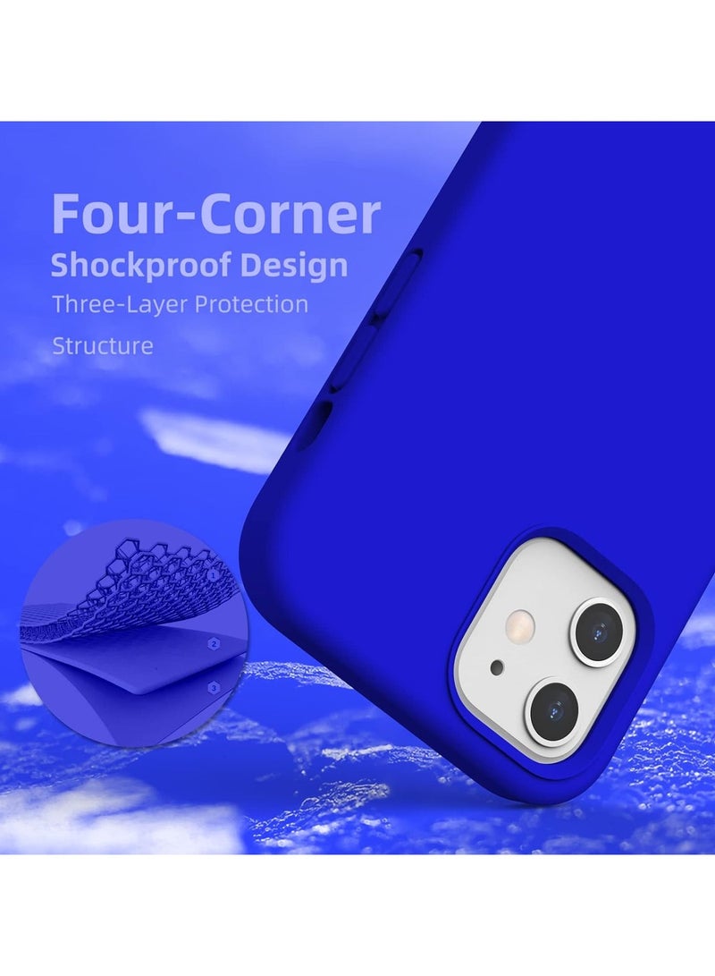 جراب هاتف نحيف من السيليكون السائل 4 طبقات من المطاط الناعم المقاوم للصدمات ومتوافق مع هاتف iPhone 11 مقاس 6.1 بوصة مع بطانة من الألياف الدقيقة المضادة للخدش (أزرق بيبسي) - Image 3