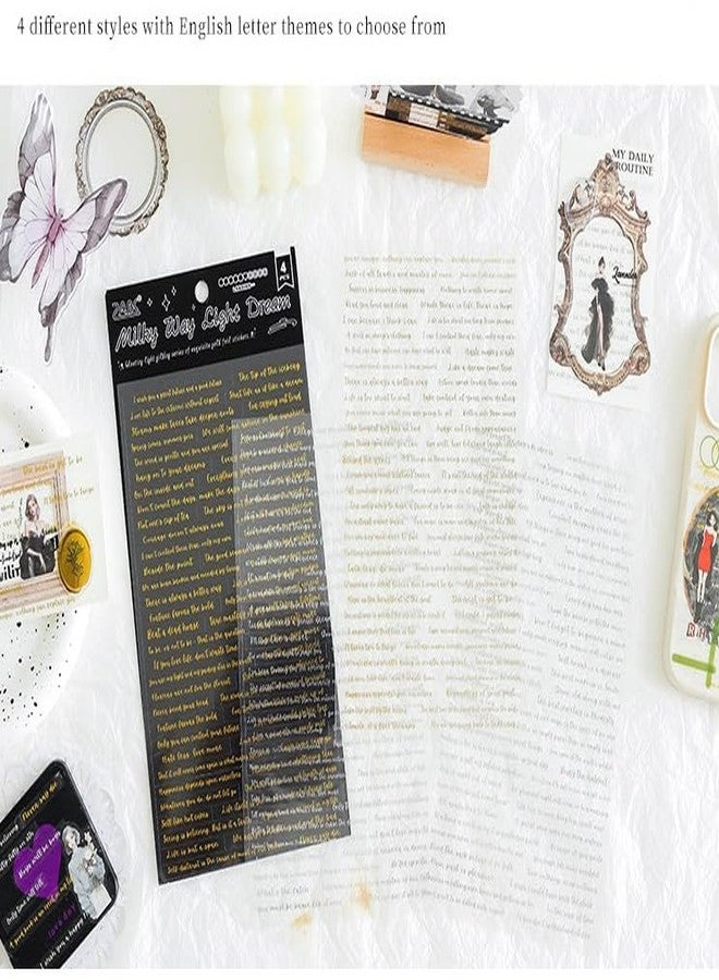 SAMVARDHAN Gold & Silver English PET Text Stickers Set(16 PCS) | Vintage Handwritten Quote Stickers | Journaling, Scrapbooking, Planner & DIY Craft Decoration,Pack of 4 - Image 4