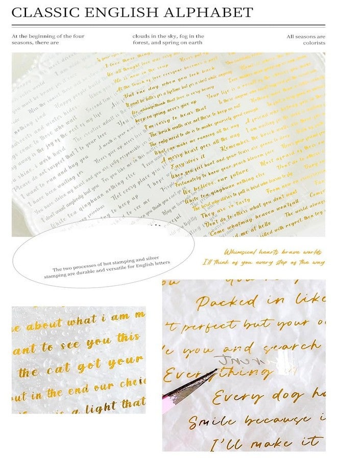 SAMVARDHAN Gold & Silver English PET Text Stickers Set(16 PCS) | Vintage Handwritten Quote Stickers | Journaling, Scrapbooking, Planner & DIY Craft Decoration,Pack of 4 - Image 5