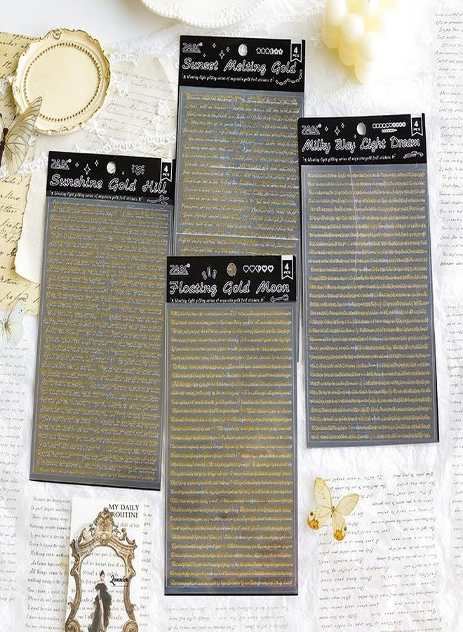 SAMVARDHAN Gold & Silver English PET Text Stickers Set(16 PCS) | Vintage Handwritten Quote Stickers | Journaling, Scrapbooking, Planner & DIY Craft Decoration,Pack of 4 - Image 1