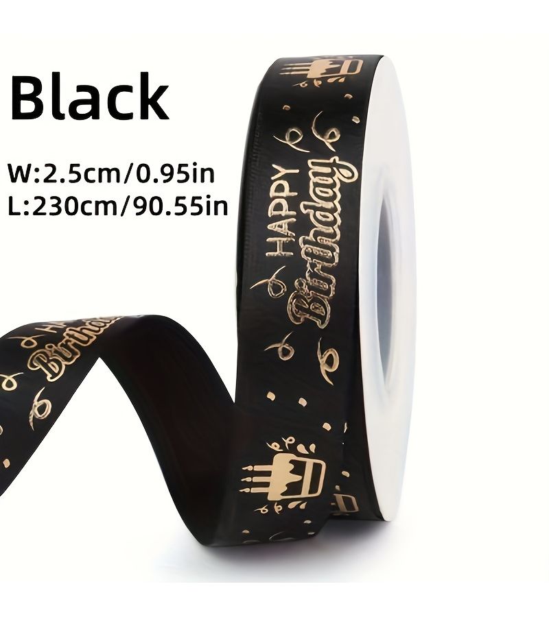 Red Happy Birthday Cake Pattern Foil Ribbon 3 Pack 90.55 Inches For Gift Wrapping And Flower Decorating - Image 4