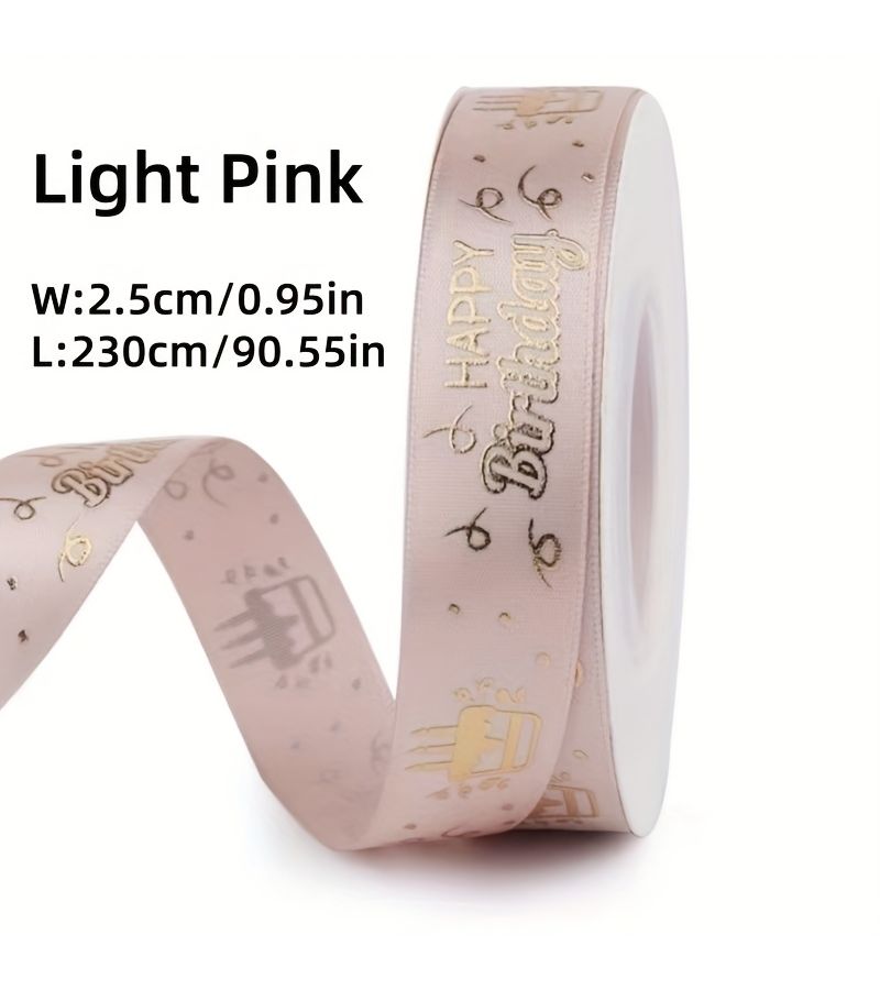 Red Happy Birthday Cake Pattern Foil Ribbon 3 Pack 90.55 Inches For Gift Wrapping And Flower Decorating - Image 5