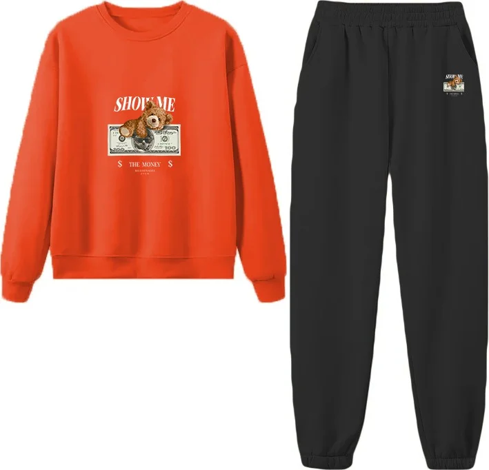 دوغ فش Tracksuit Silecousse Printed Plus Size Bottom Top Set