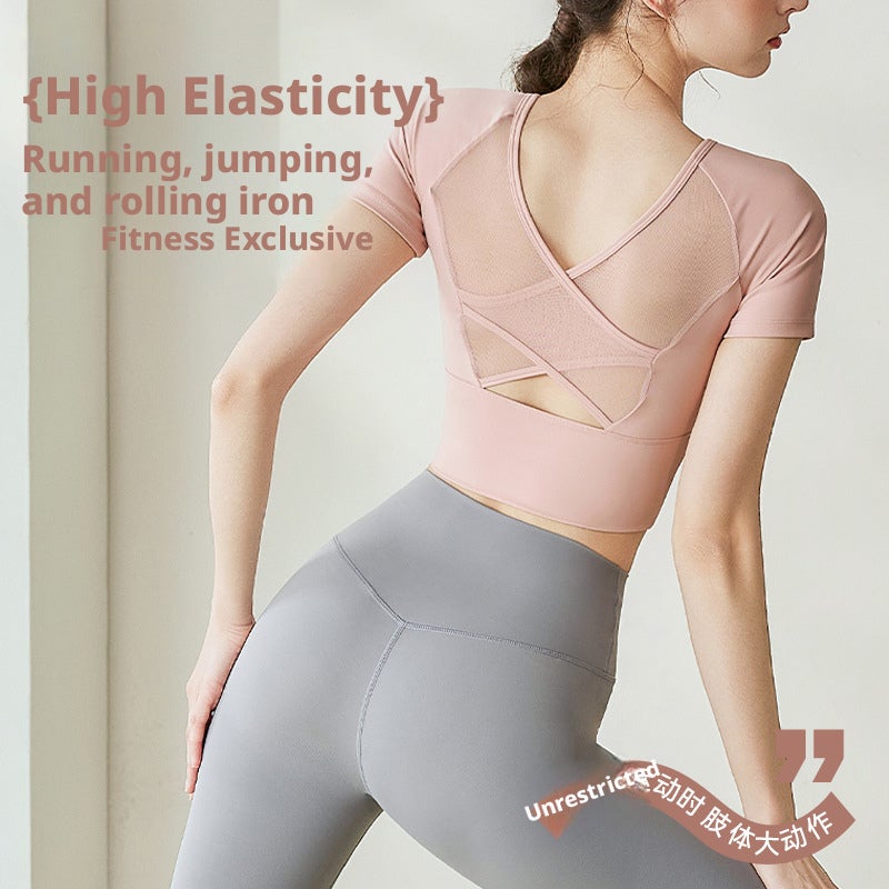 Women's Yoga Set with Padded Bra Short Sleeve Top & Leggings - Image 3
