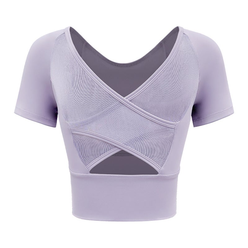 Women's Yoga Set with Padded Bra Short Sleeve Top & Leggings - Image 5