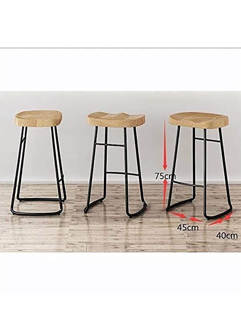 Ripple FURNITURE Industrial & Vintage Iron Metal & Solid Wood Retro Design Tall Bar Stool  - Image 2