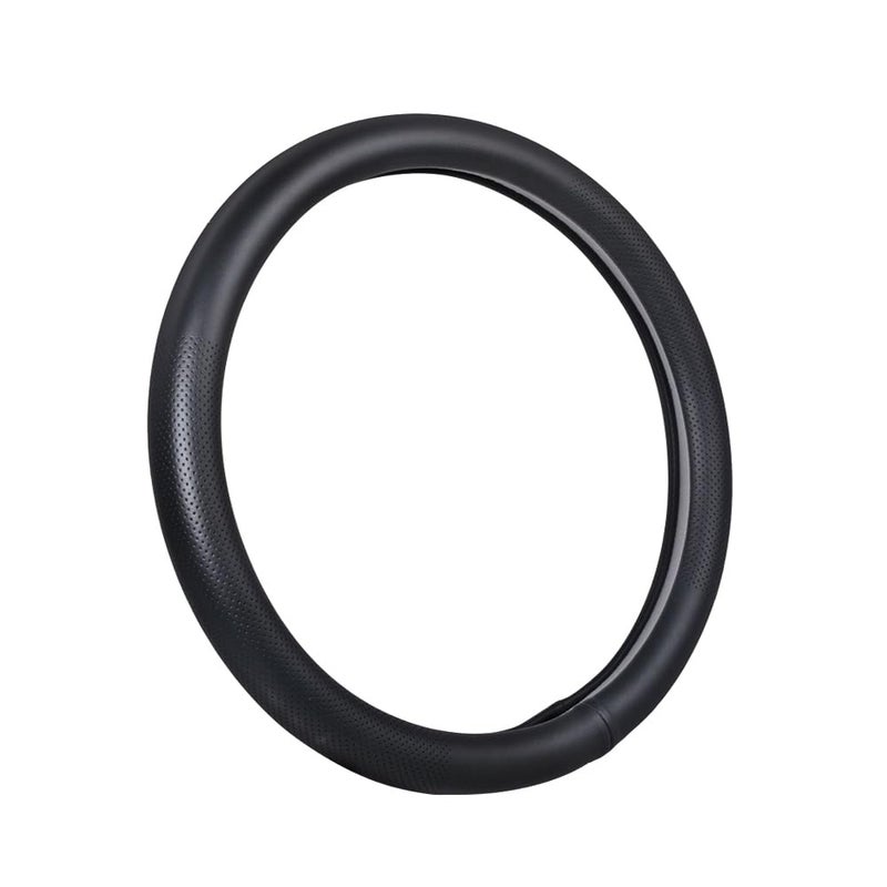 VARGTR Car Steering Wheel CoverUniversal 15 Inch Premium Leather Car Steering Wheel CoverBest GripPerforated DesignBreathableNonSlipSweatAbsorbentWarm in Winter and Cool in Summer Black