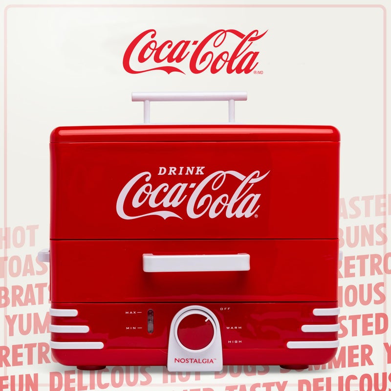 Nostalgia Extra Large Diner-Style Coca-Cola Hot Dog Steamer and Bun Warmer, 24 Hot Dog and 12 Bun Capacity, Steam Bratwursts, Sausages, Vegetables, Fish, Dumplings, Red - Image 5
