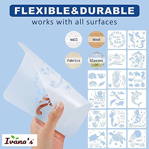 IVANA'S Pattern Design Stencil for Art & Craft, DIY Decorative Stencil for Painting on Canvas, Fabric, Cloth, Paper, Glass, Furniture and Wall, Size - 6 x 6 inch, Pack of 1, IVS-174, Off White - Image 5