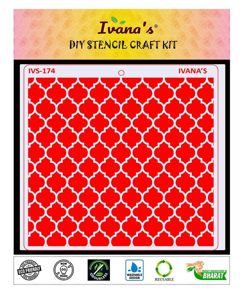 IVANA'S Pattern Design Stencil for Art & Craft, DIY Decorative Stencil for Painting on Canvas, Fabric, Cloth, Paper, Glass, Furniture and Wall, Size - 6 x 6 inch, Pack of 1, IVS-174, Off White - Image 2