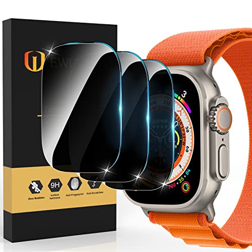 EWUONU [3 Pack Privacy Screen Protector for Apple Watch Ultra 3 49mm Accessories, Anti-peep Tempered Glass Screen Protector Scratch Resistant Waterproof Anti-Spy Cover for iwatch Ultra 3/2/Ultra - Image 1