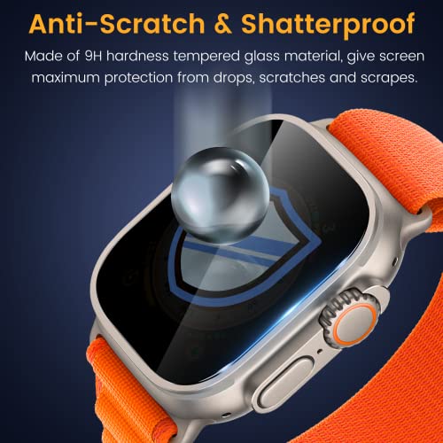 EWUONU [3 Pack Privacy Screen Protector for Apple Watch Ultra 3 49mm Accessories, Anti-peep Tempered Glass Screen Protector Scratch Resistant Waterproof Anti-Spy Cover for iwatch Ultra 3/2/Ultra - Image 5