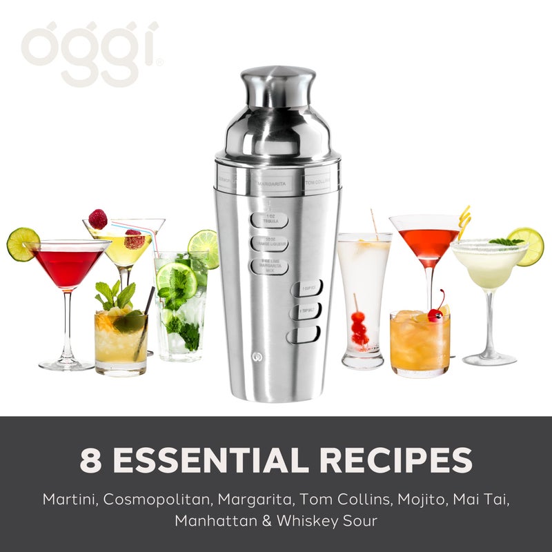 Oggi 23-Ounce Stainless Steel Cocktail Shaker, Silver - Image 2