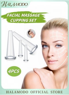 HALAMODO 4Pcs Silicone Cupping Set Transparent Mini Facial Massage Cups for Skin Care Neck Back and Eye Therapy Safe and Anti-Aging Tools for Home Use  - Image 1