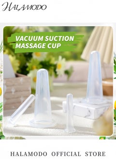 HALAMODO 4Pcs Silicone Cupping Set Transparent Mini Facial Massage Cups for Skin Care Neck Back and Eye Therapy Safe and Anti-Aging Tools for Home Use  - Image 2