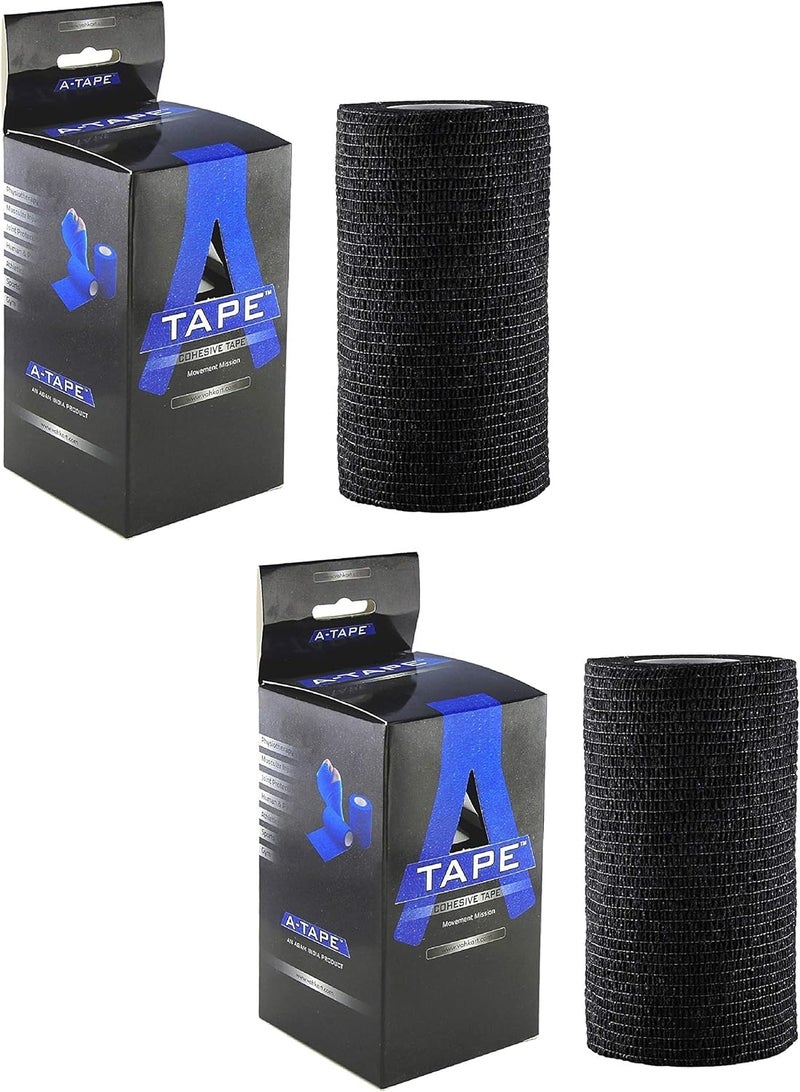 AGAM A-TAPE Cohesive Crepe Bandage Black (Pack of 2) Elastic Self Adhesive (10 cm X 4.5 mtr) - Image 2