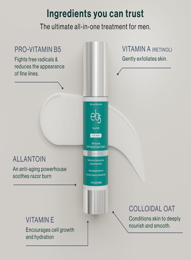 eb5 Men’s All-in-one Anti-Aging Face Cream | Formulated with Retinol, Vitamins E, B5, and A to Moisturize, Reduce Lines and Soothe Razor Burn - 1.7 Fl Oz - Image 4