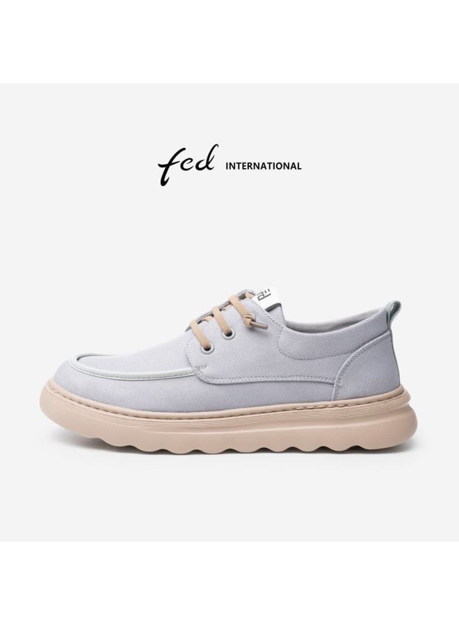 Fed   Casual Canvas Shoes Men Spring And Autumn Slip-on Breathable Lace-up Trendy Sneakers - Image 1