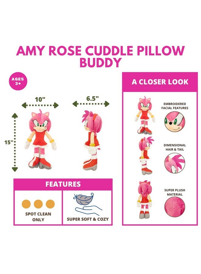 Franco وسادة عناق أنمي فرانكو سوبر سوفت بلش، 1 قطعة (عبوة من 1)، سونيك ذا هيدجوج آمي روز - Image 4