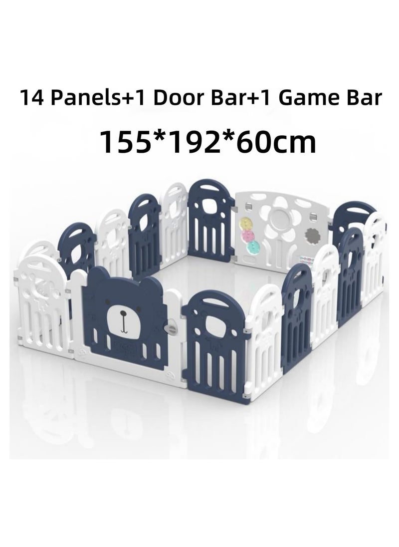 Jorunb - Baby Playpen,Child Safety Fence,Upgrade Foldable Kids Safety Play Yard Home Outdoor Baby Fence Play Pen NO Gaps with Gate for Baby Boys Girls Toddlers,14 Panels+1 Door Bar+1 Game Bar - Image 1