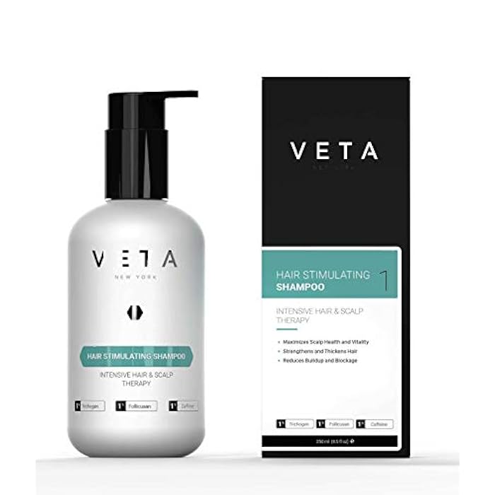 Veta Hair Stimulating Shampoo, 8.5 fl. oz - Sulfate-Free, Restores Growth Cycle, 1% Trichogen, 1% Follicusan, Unscented, Unisex, All Hair Types, Color Treated - Image 1