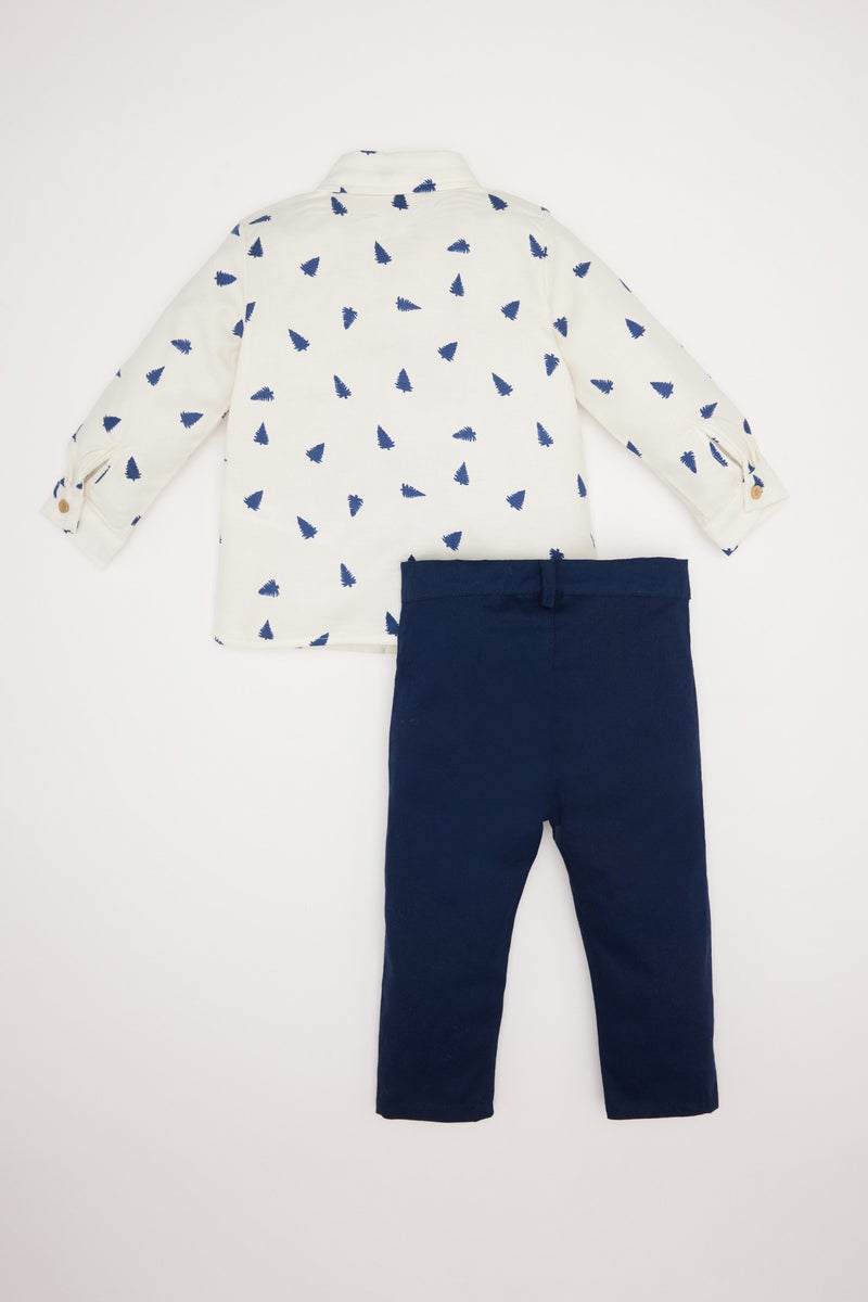 DeFacto Baby Boy New Year Themed Shirt Trousers 2 Piece Set - Image 4
