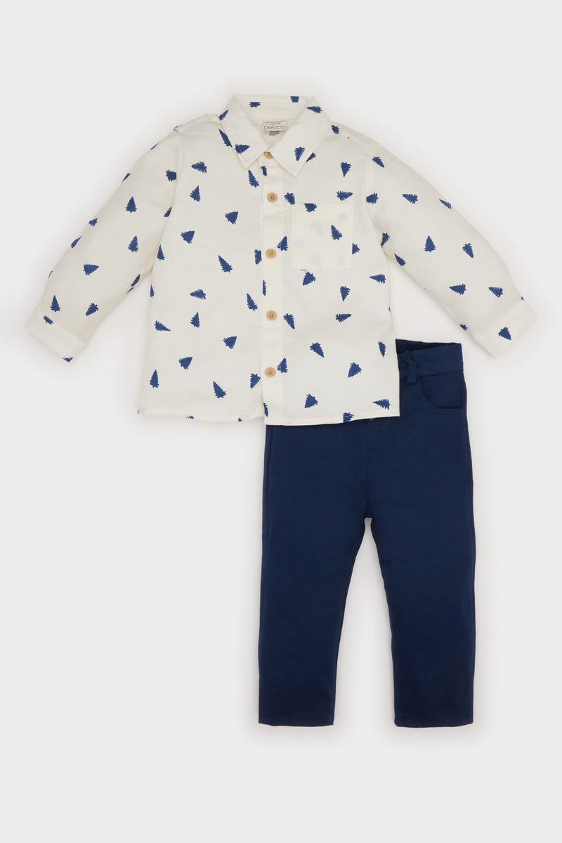 DeFacto Baby Boy New Year Themed Shirt Trousers 2 Piece Set - Image 1