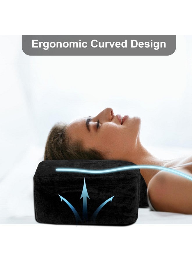 IMENE Lash Pillow for Lash Extensions- Memory Foam Lash Pillow with Neck and Back Support, Ergonomic lash Bed Pillow with Velvet Pillowcase and Lash Organizer Pockets （Black） - Image 2