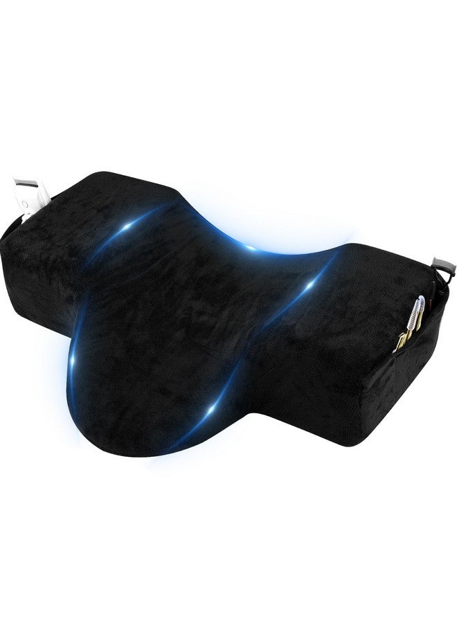 IMENE Lash Pillow for Lash Extensions- Memory Foam Lash Pillow with Neck and Back Support, Ergonomic lash Bed Pillow with Velvet Pillowcase and Lash Organizer Pockets （Black） - Image 1