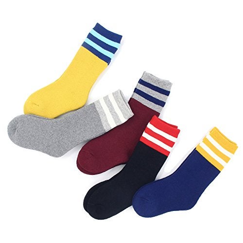 HowJoJo Boys Thick Fleece Socks Kids Winter Warm Thermal Crew Seamless Socks 5 Pack 3T/4T/5T - Image 2