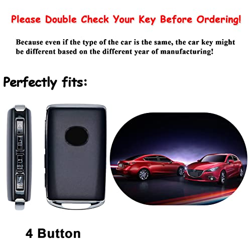 EASYANT 4 Button Genuine Leather Remote Key Fob Case Cover Compatible with Mazda 3 2020-2024 Hatchback 6 CX-5 CX-30 CX-9 Blue - Image 2