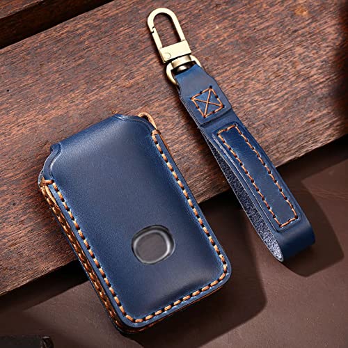 EASYANT 4 Button Genuine Leather Remote Key Fob Case Cover Compatible with Mazda 3 2020-2024 Hatchback 6 CX-5 CX-30 CX-9 Blue - Image 3