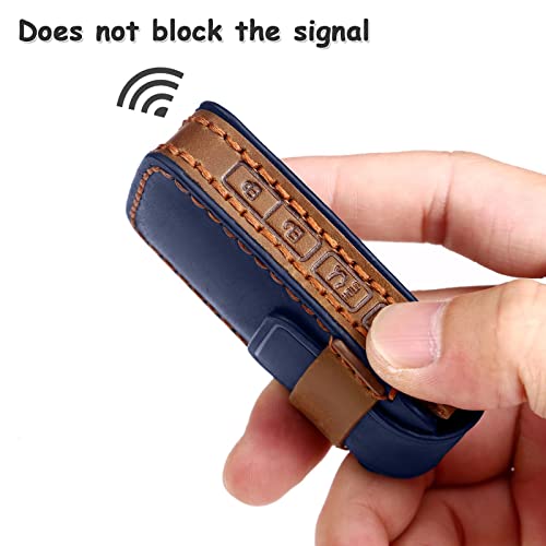 EASYANT 4 Button Genuine Leather Remote Key Fob Case Cover Compatible with Mazda 3 2020-2024 Hatchback 6 CX-5 CX-30 CX-9 Blue - Image 5