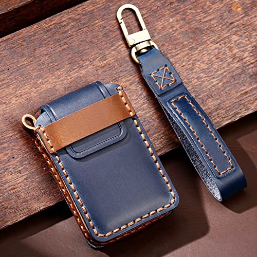 EASYANT 4 Button Genuine Leather Remote Key Fob Case Cover Compatible with Mazda 3 2020-2024 Hatchback 6 CX-5 CX-30 CX-9 Blue - Image 4