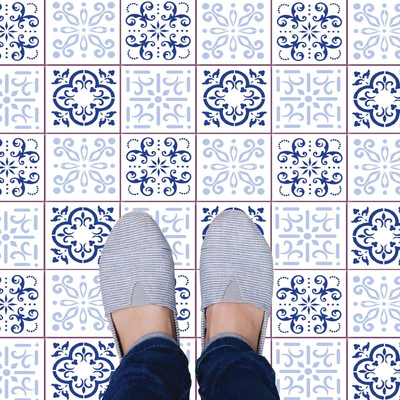 I Like That Lamp Pack of 4 Tile Stencil Set (4 x 4 inches), Mexican Pattern, Reusable Stencils for Painting Floors/Walls/Furniture, Fits 4â€ x 4â€ Tiles, DIY Talavera Mosaic Home Decor, Made in USA - Image 4