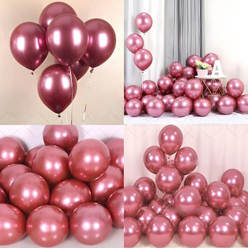 Juzfun Chrome Balloon for Birthday Decoration Kit Metallic Red 20 pcs Latex Glossy Finish Party Balloons for Wedding, Anniversary Celebration 10 Inch Helium & Air Supported - Image 3